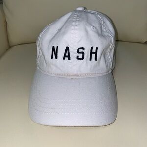 The Nash Collection White Hat with Black Lettering